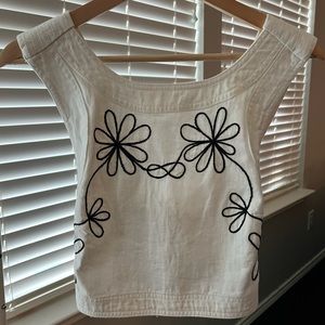 Pilcro Embroidered Cross-Back Cropped Tank